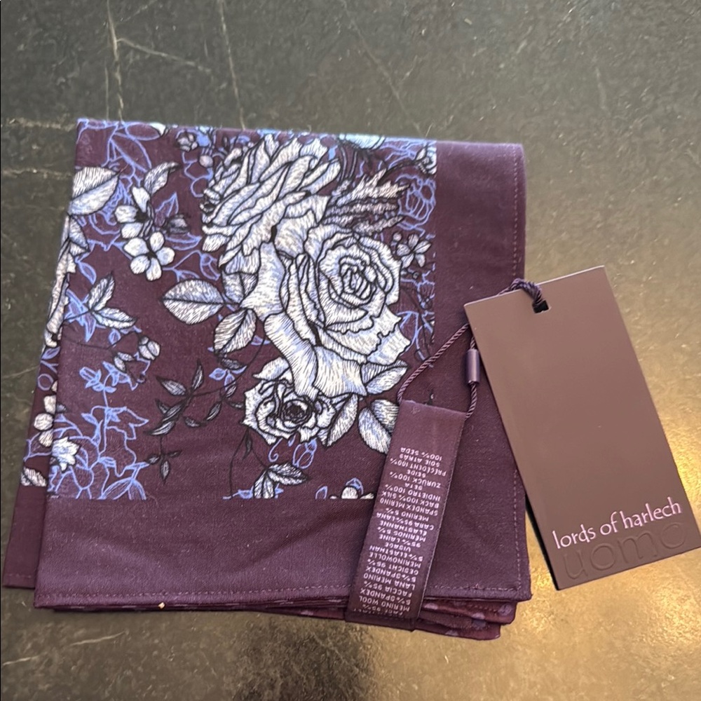Lords of Harlech Purple Floral Pocket Square